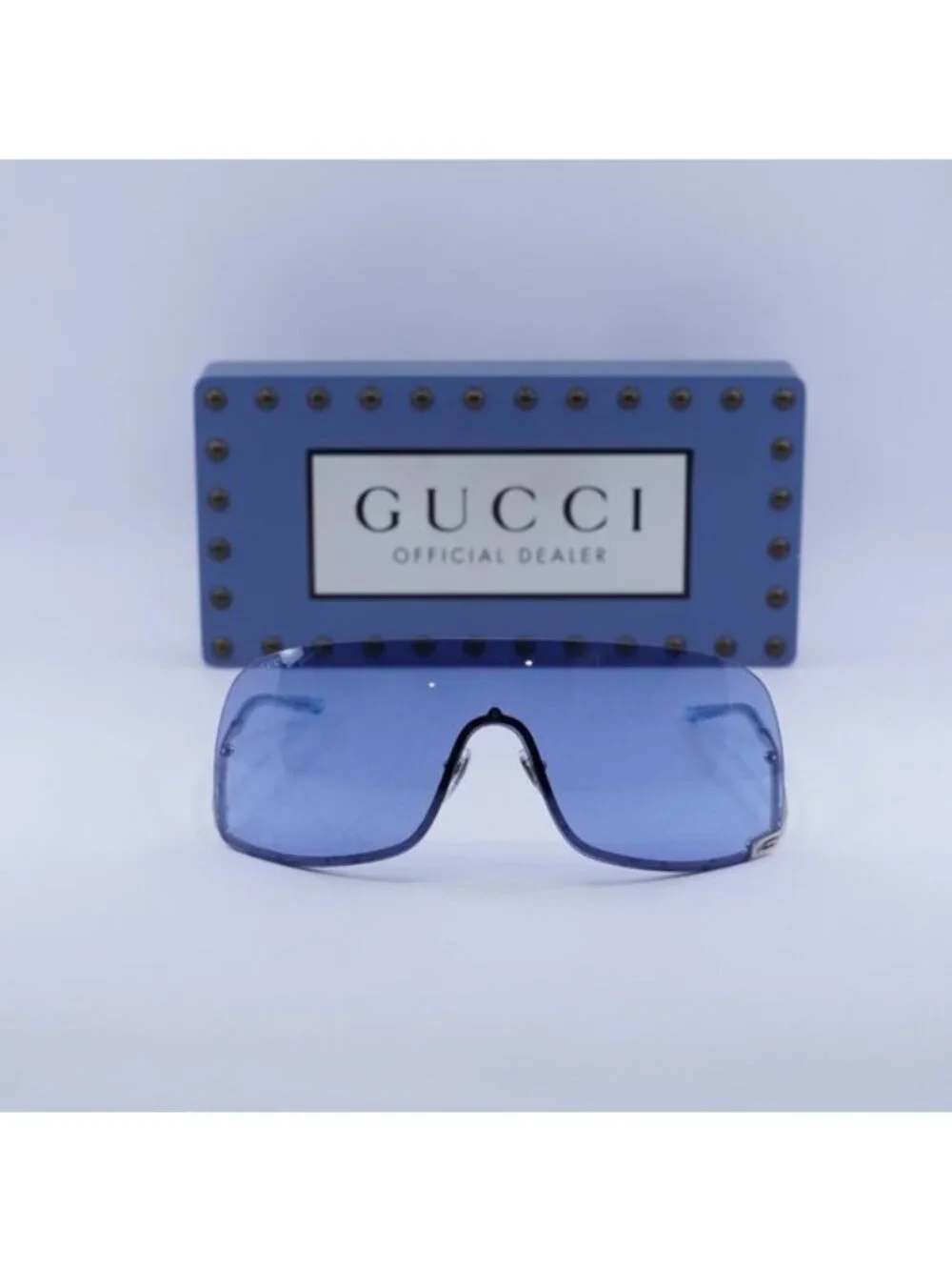 Gucci GG1560S 003 Shield Sunglasses - Silver/Blue